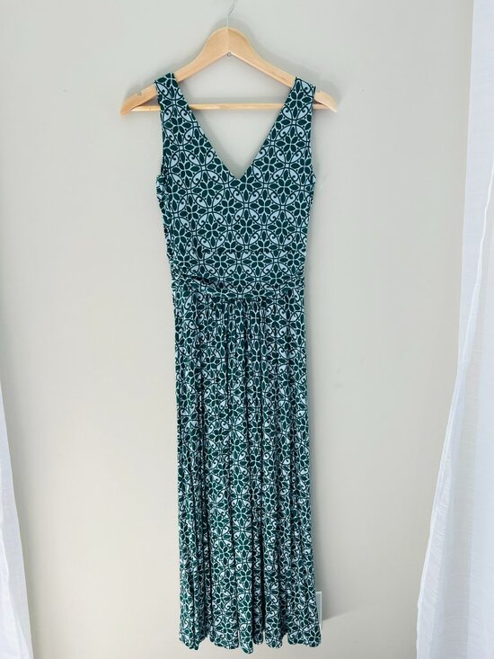 Boden Dresses & Skirts - Boden Lemon Print blue Midi Dress Sleeveless Fit Flare Pockets Size 4 petite